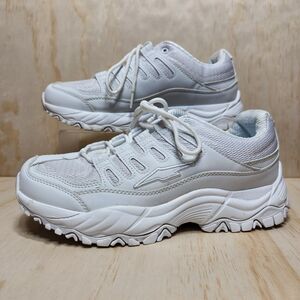 Avia White Leather Fabric Upper Sneaker Athletic Shoe Women 9 W Non-Marking